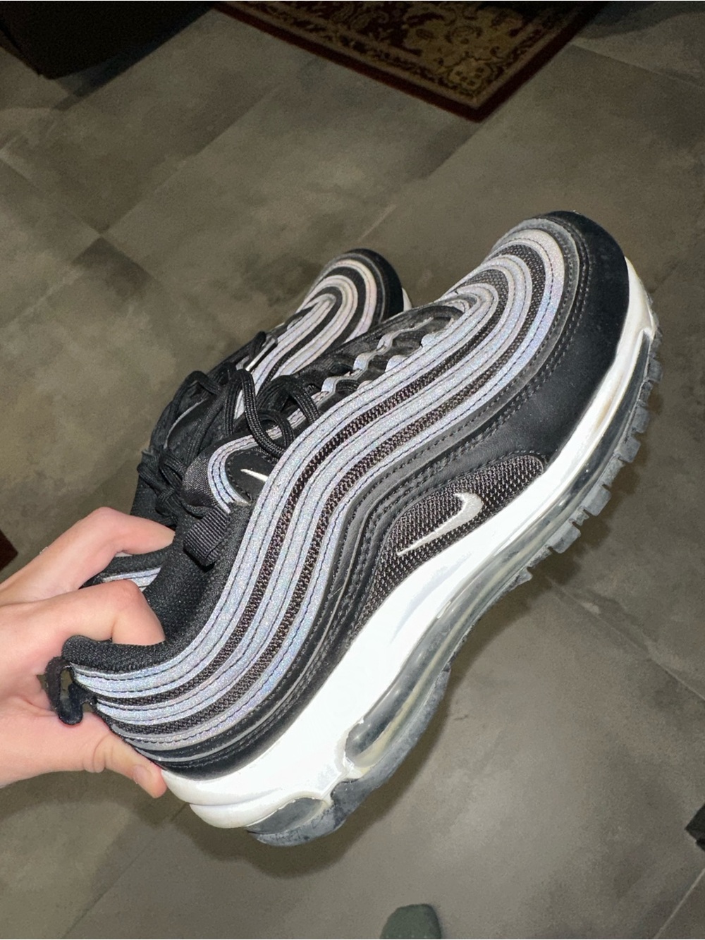 Nike Black and Silver Air Max 97 Running Sneakers